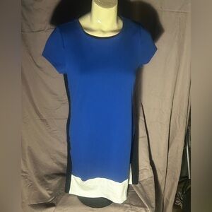 New York & Company Blue and White Color Block Dress